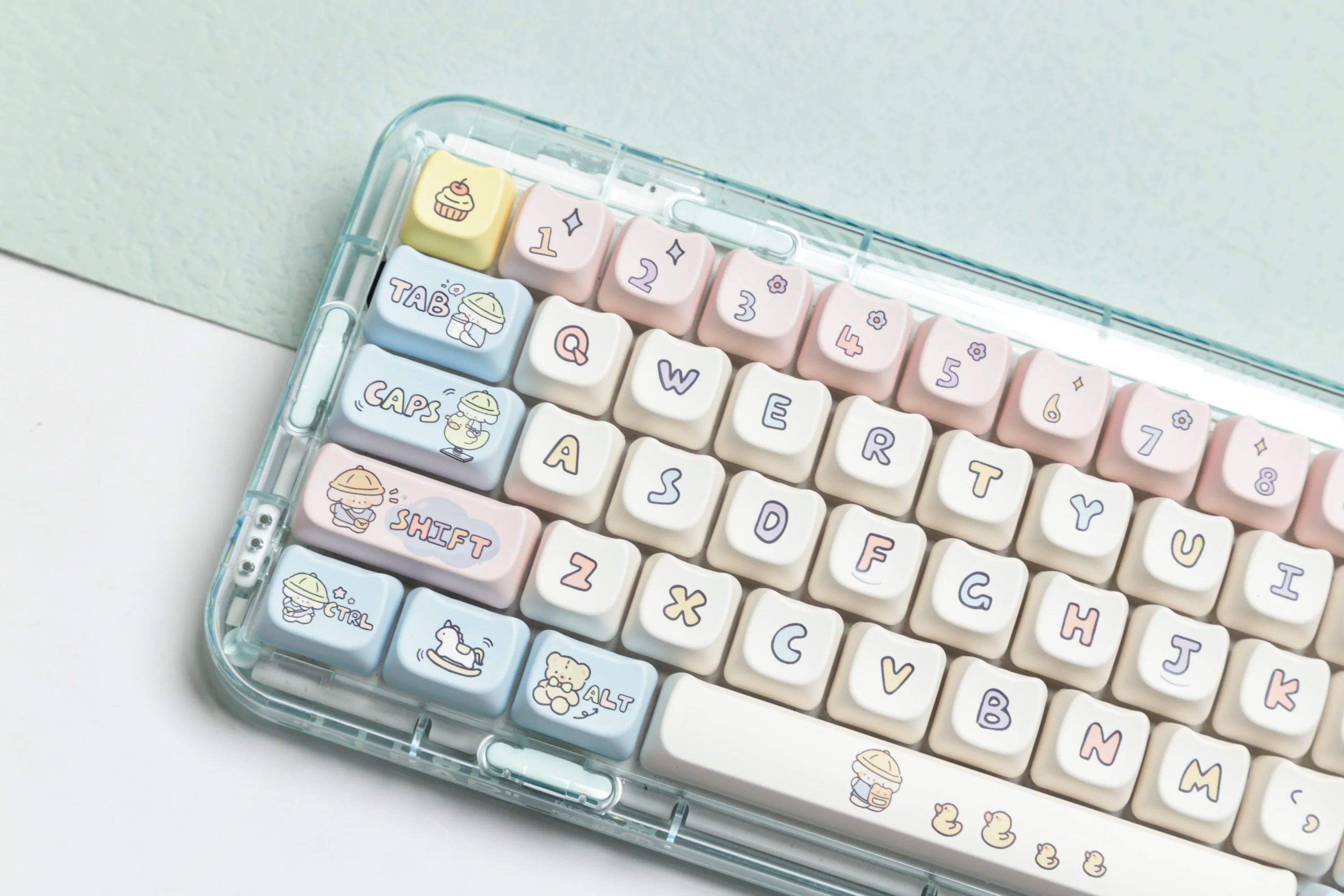 JCM MAO Profile Ear KeyCap Kindergarten Picabara Anime Cute Cat Keycaps for MX Switch Gaming Mechanical Keyboard GK75