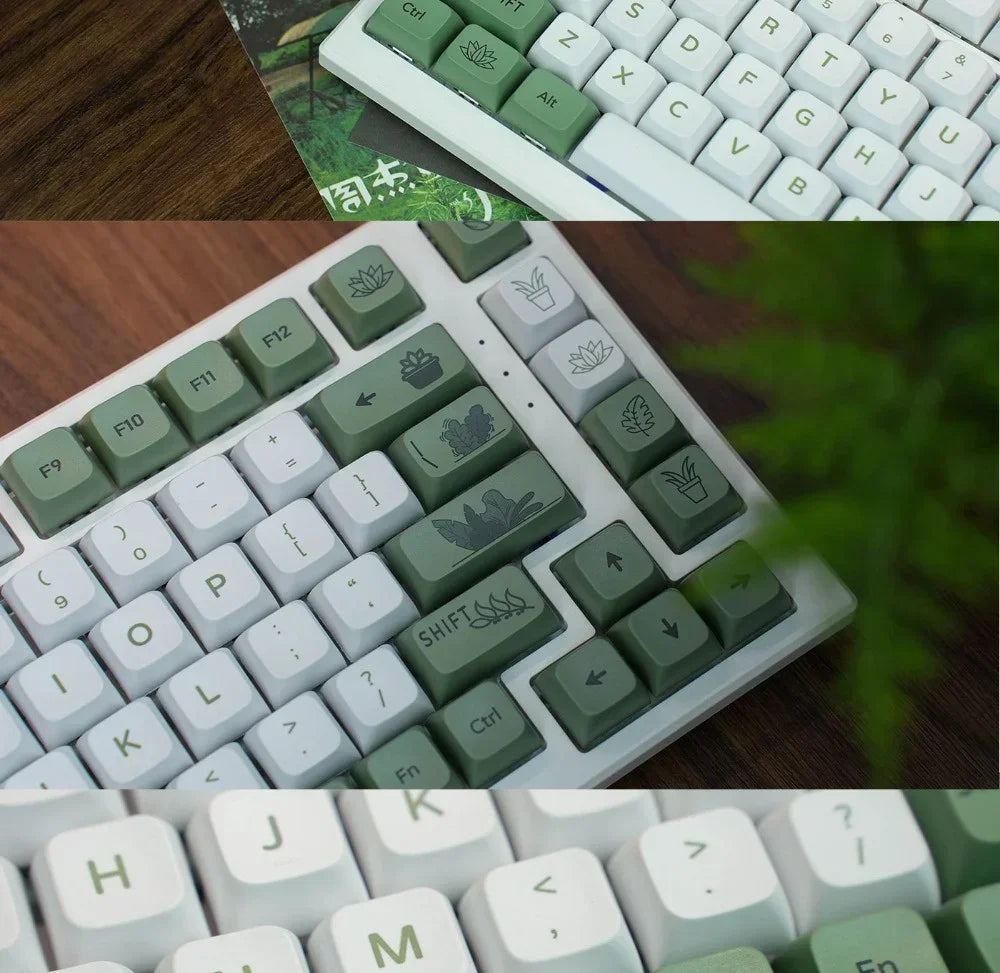 Forest Green Keycap XDA Profile PBT Sublimation 125keys Fresh Style White Green Mechanical Keyboard Keycaps