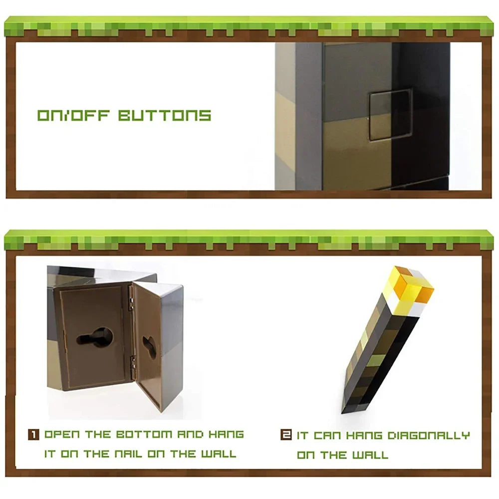 Creative Brownstone Torch LED Night Light USB Rechargeable Game Room Decoration Table Light Festival Gifts for Kids Game Lamps