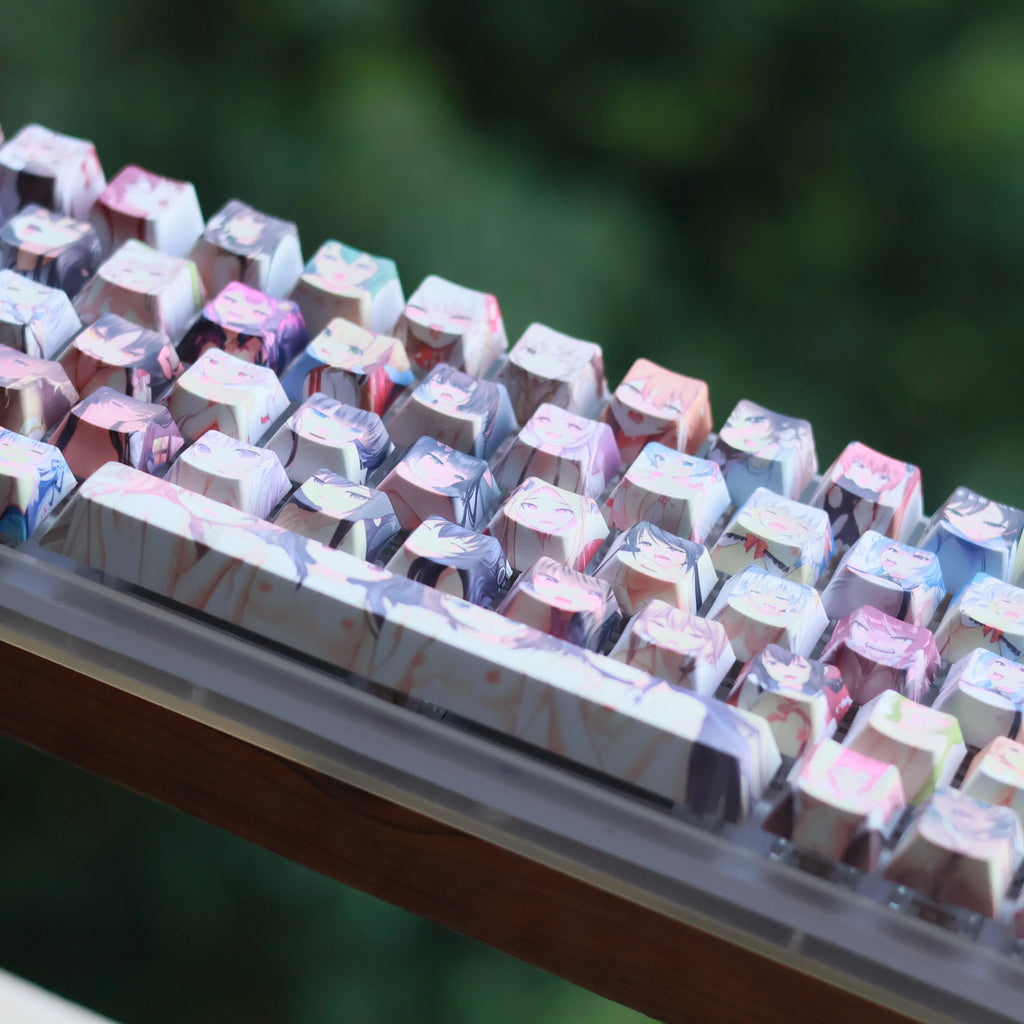 PBT Mechanical Keyboard Keycap  Anime Cute 124 keys Dye Sublimation Chreey Profile Japanese Anime Keycap For Cherry MX Switch