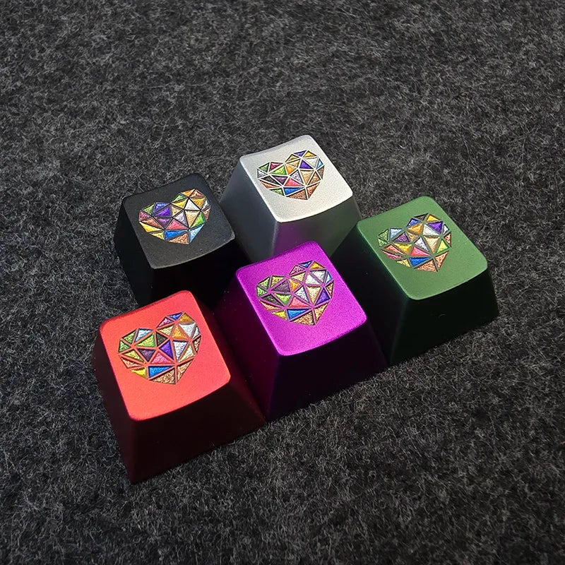 Glass Heart Keycap Custom Point Aluminum Alloy Color Glass Artisan Key Cap Cherry Profile MX Switch Mechanical Keyboard Keycap