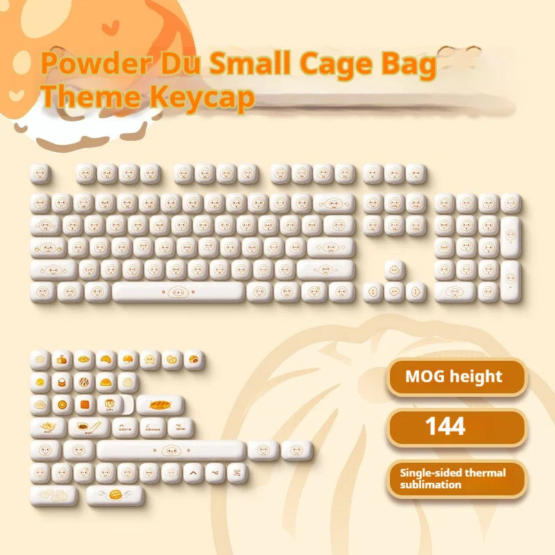 Akko Mog Moa Keycap Cute Thermal Pbt Sublimation Keycaps Mog Keycap Round Steamed Bun Mushroom Customizetion 138keys Keycap Gift