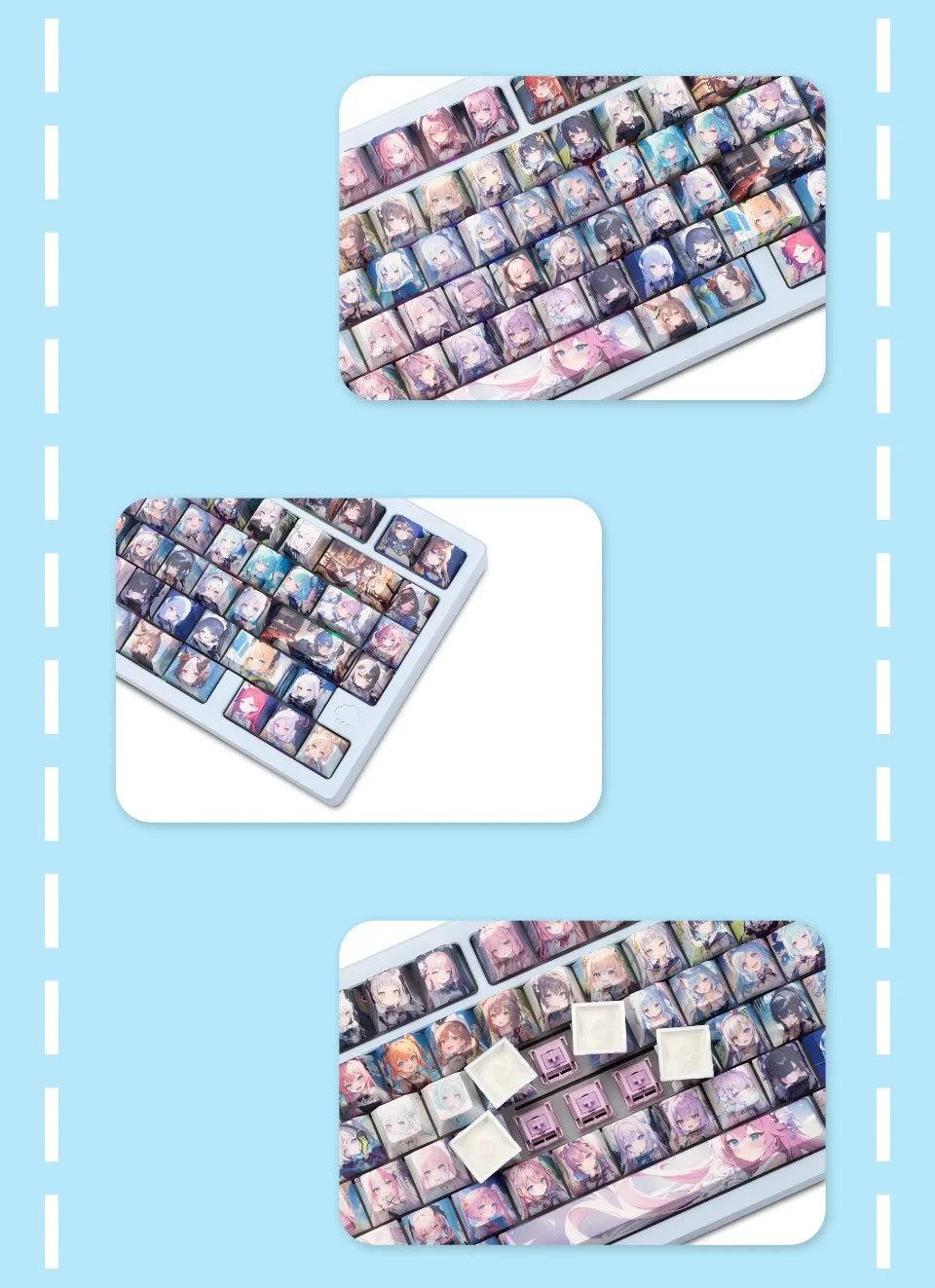 Anime Girls Smile Album Theme Keycap Set 130 Keys Cherry Profile PBT Dye-sublimation MX Switch Keycaps for Mechanical Keyboards