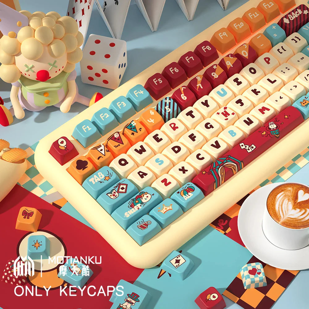 Cat circus troup Theme Keycaps MDA Profile Personalized Keycap For Mechanical Keyboard with 7U and ISO key cap