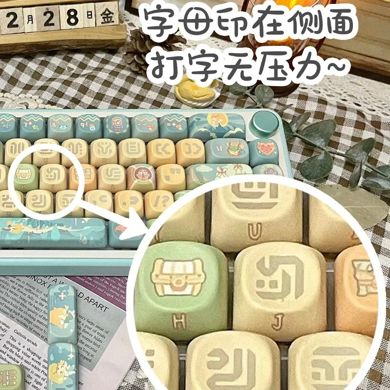 Dragon Tears Keycaps MOA/SOA Keycap Customized Cute Keycaps PBT Original Artist Green Keycap for Alice/ANSI Mechanical Keyboard