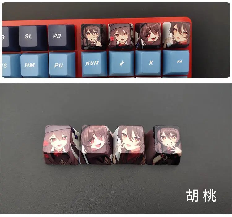 Cartoon Anime Genshin Impact Keycap zhongli Mechanical keyboard replacement key R4 PBT thermal sublimation Cherry OEM height