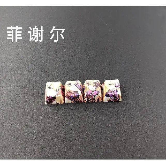 Cartoon Anime Genshin Impact Keycap zhongli Mechanical keyboard replacement key R4 PBT thermal sublimation Cherry OEM height