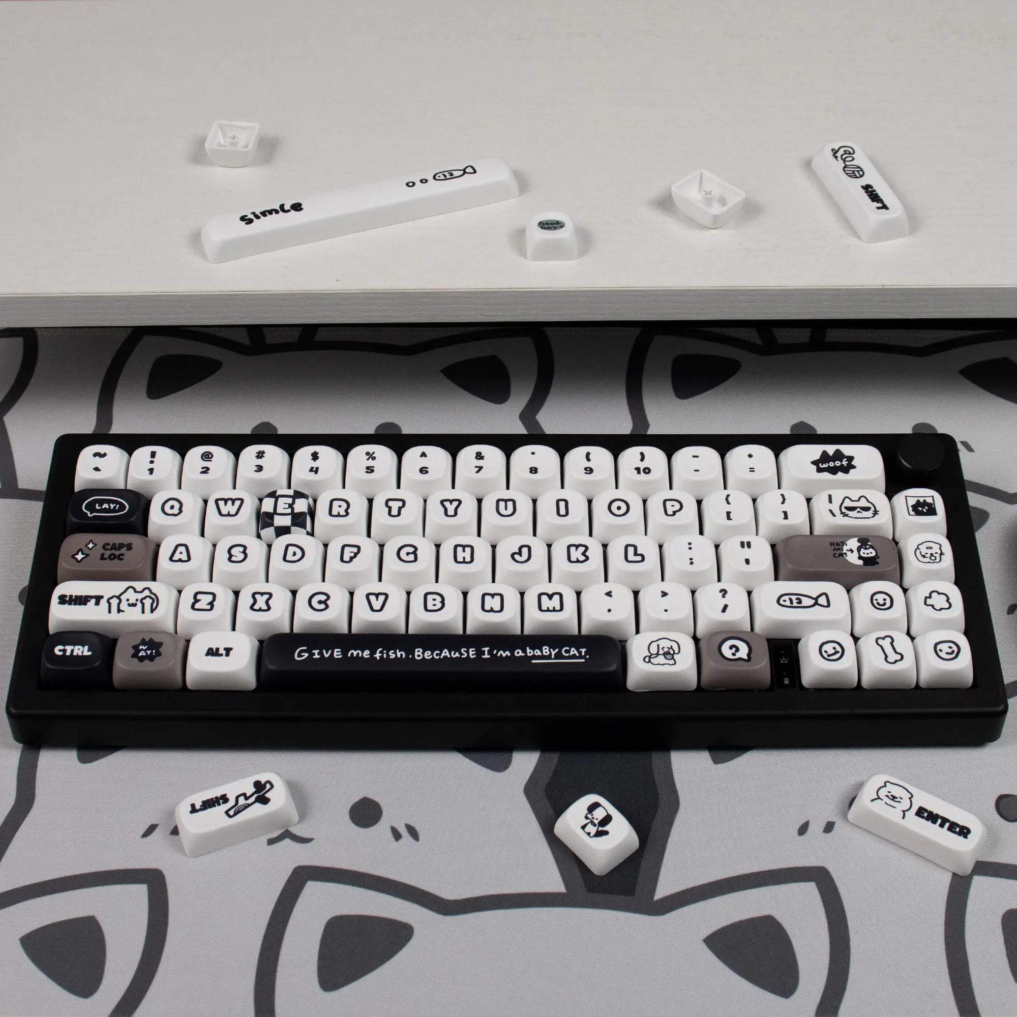 Cats and Puppies Keycaps MOA Profile Thermal Sublimation PBT Keycaps Personalized Cute Keycap For 64/104/108 Mechanical keyboard