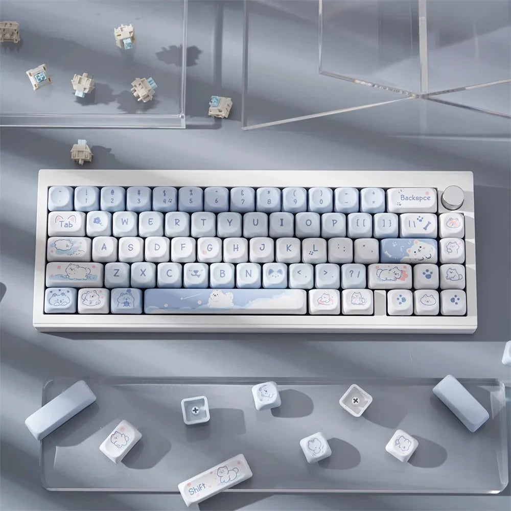 95Keys Matcha Puppy Keycaps MOA Profile PBT Key Caps Kit keyboard kit for 61/64/68/84/75/87Keys GMK67 Mechanical Keyboard Caps
