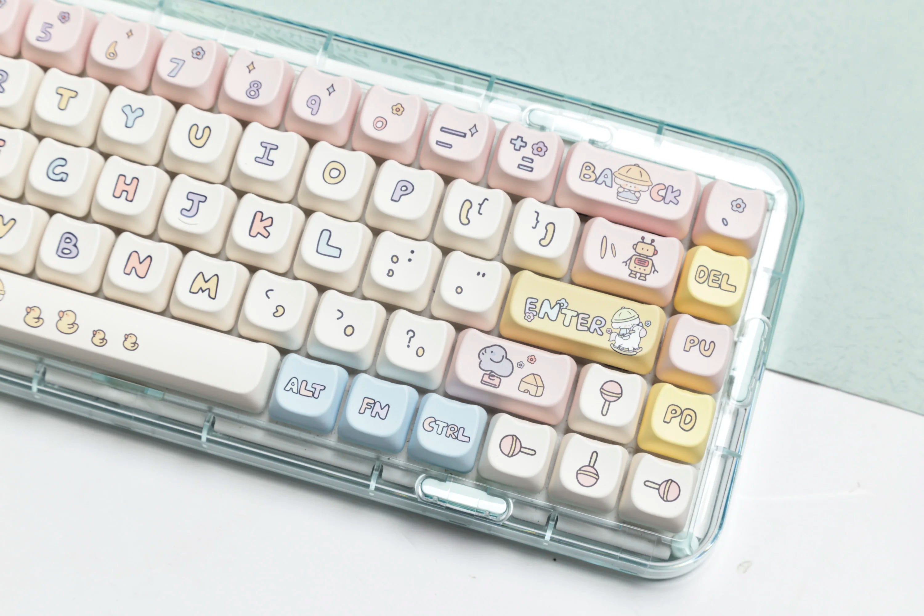JCM MAO Profile Ear KeyCap Kindergarten Picabara Anime Cute Cat Keycaps for MX Switch Gaming Mechanical Keyboard GK75