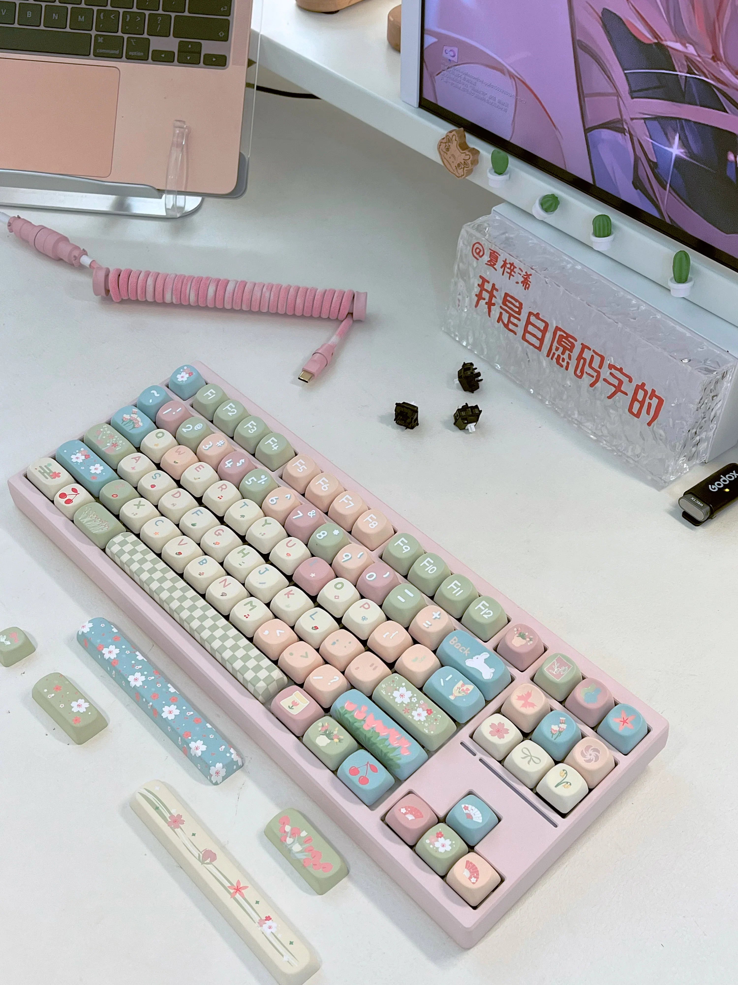 MOA Keycaps Cute Alice Keycaps Cute Keycaps 141 Keys PBT Sublimation Mechanical Keyboard Cap 2.25 U 2.75U