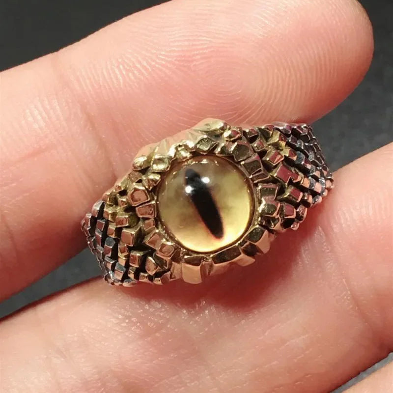 Devil Ram Horns Skull Open Ring for Men's Retro Satanic Cross Religious Amulet Jewelry