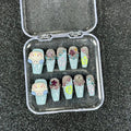 Cute 2024 Coffee Brown 3D Handmade Nail Art Sanrio Hello Kitty French Long Coffin Shape Star Kitty Full Coverage Removable Nails