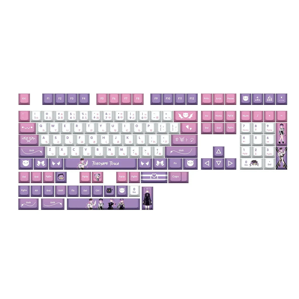 Hololive Vtuber Keycaps Tokoyami Towa Keycap PBT DYE Sublimation Cherry MX Cross Axis Switch Keycap for Mechanical Keyboard