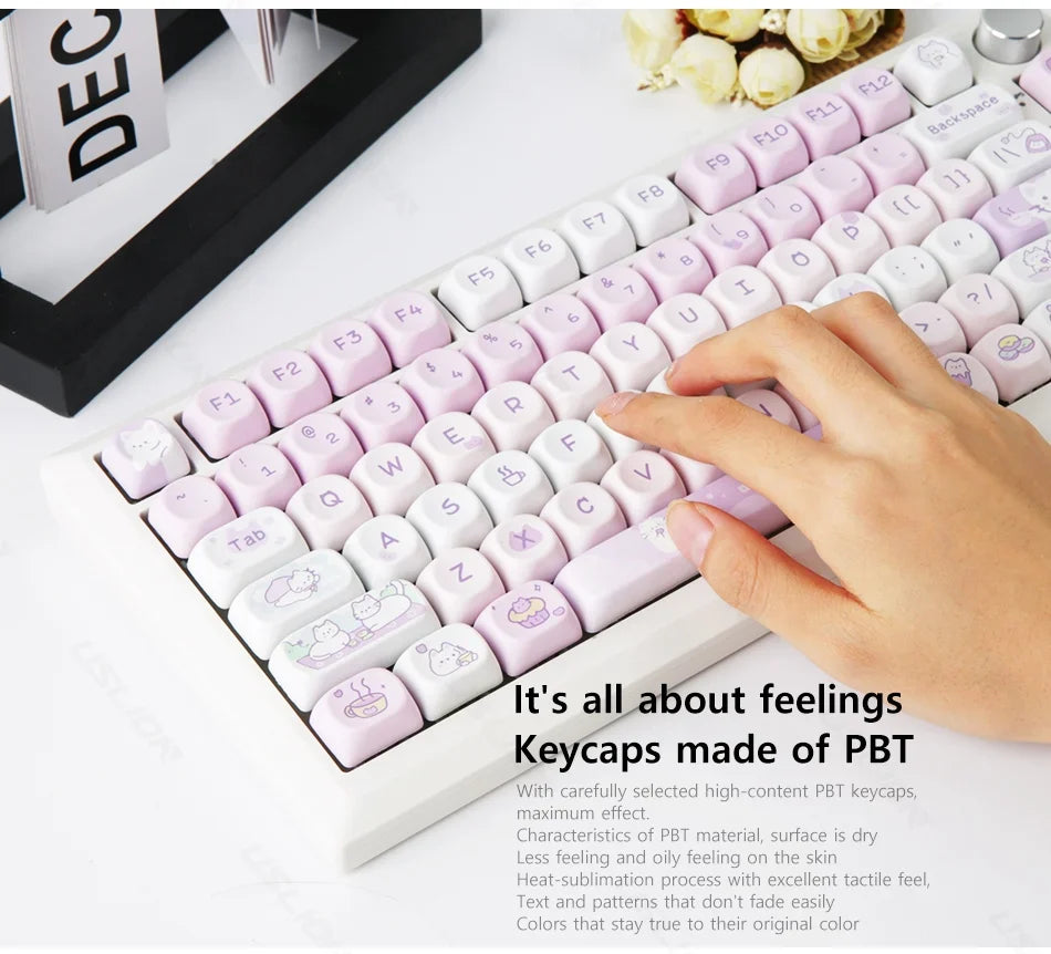 95/132 Keys Cartoon Keycaps PBT Hakimi Dog Cats Keycap MOA Profile Dye Sublimation Keycap For Mechanical Gaming Keyboard