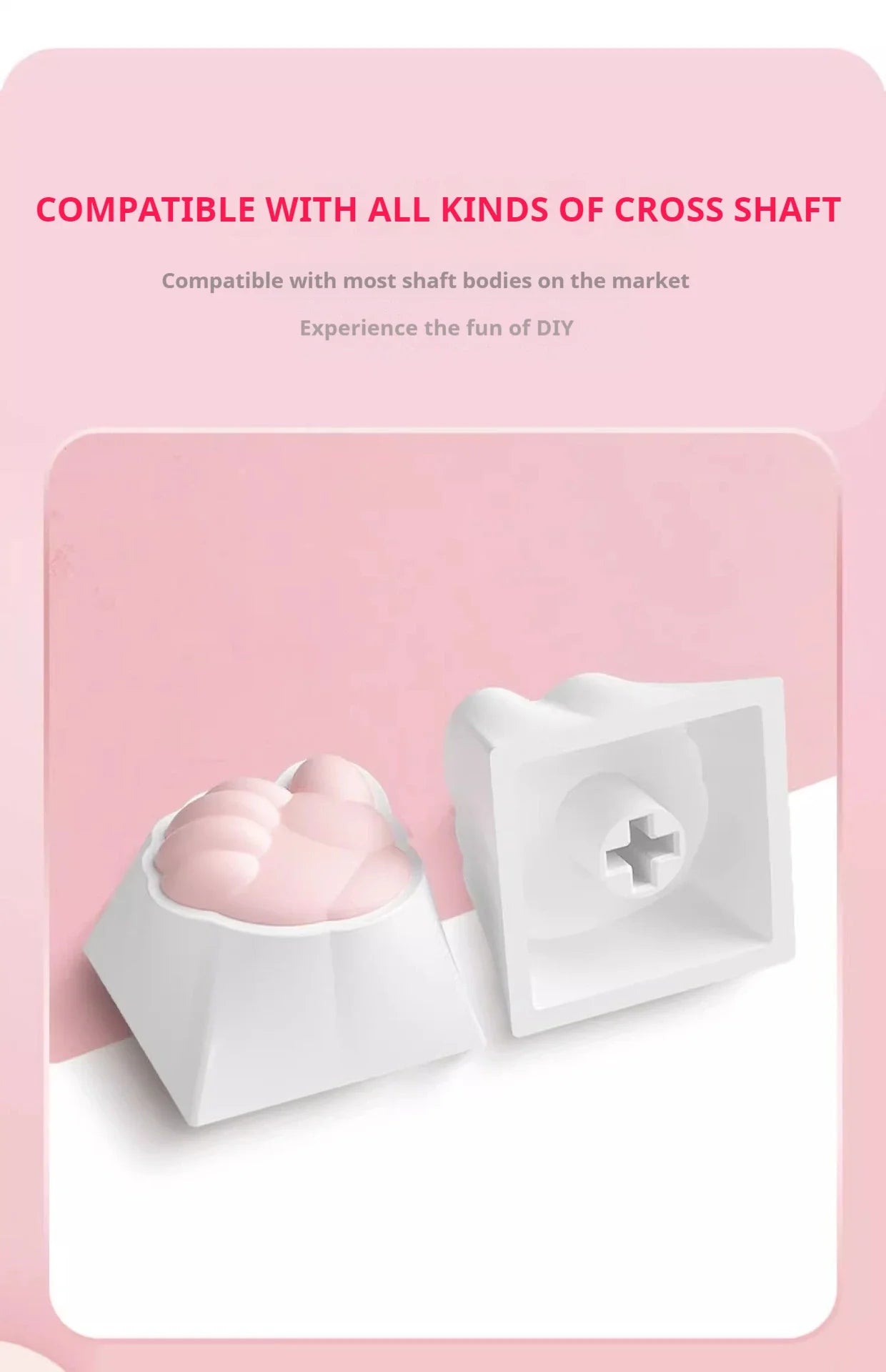 Mongseek Super Cute Cat Claw KeyCap Girl Powder Mechanical Keyboard Key Cap Soft Silicone Cross Shaft Universal Birthday Gifts