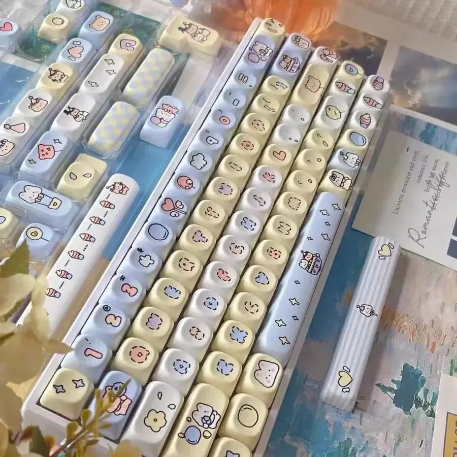 Cute Keycap MOA Profile Key Cap Theme Park Keycap Gift PBT Keycaps 130 Keys Dye Sublimation Mechanical Keyboard Keycap MX Switch