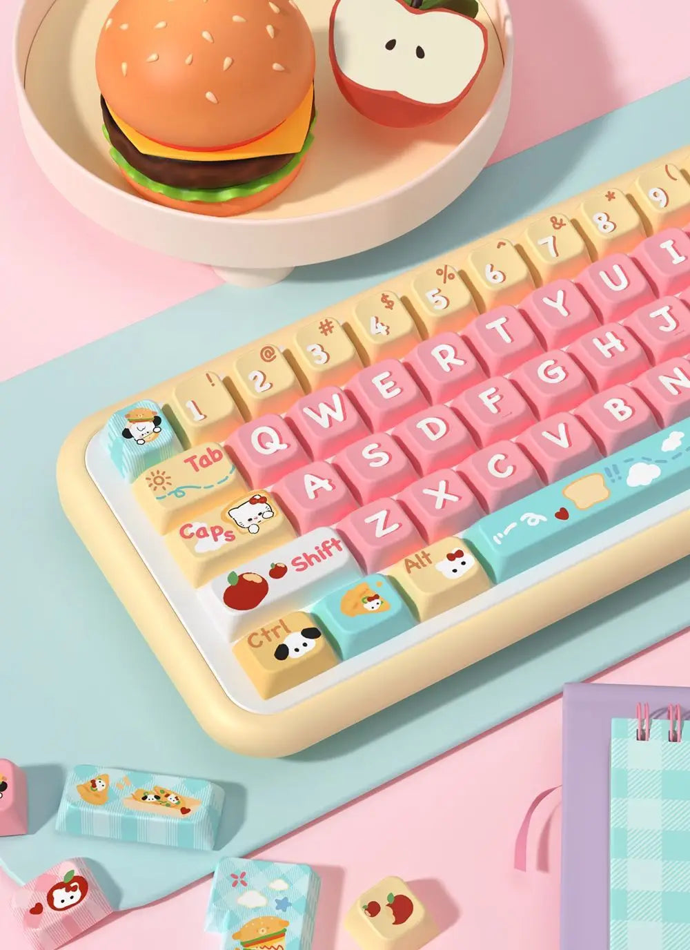 Kawaii Puppy Bread Theme Keycap Cute MDA 158 keys Keycap Custom Thermal Sublimation Keycap For Keyboard Accessories Friends Gift