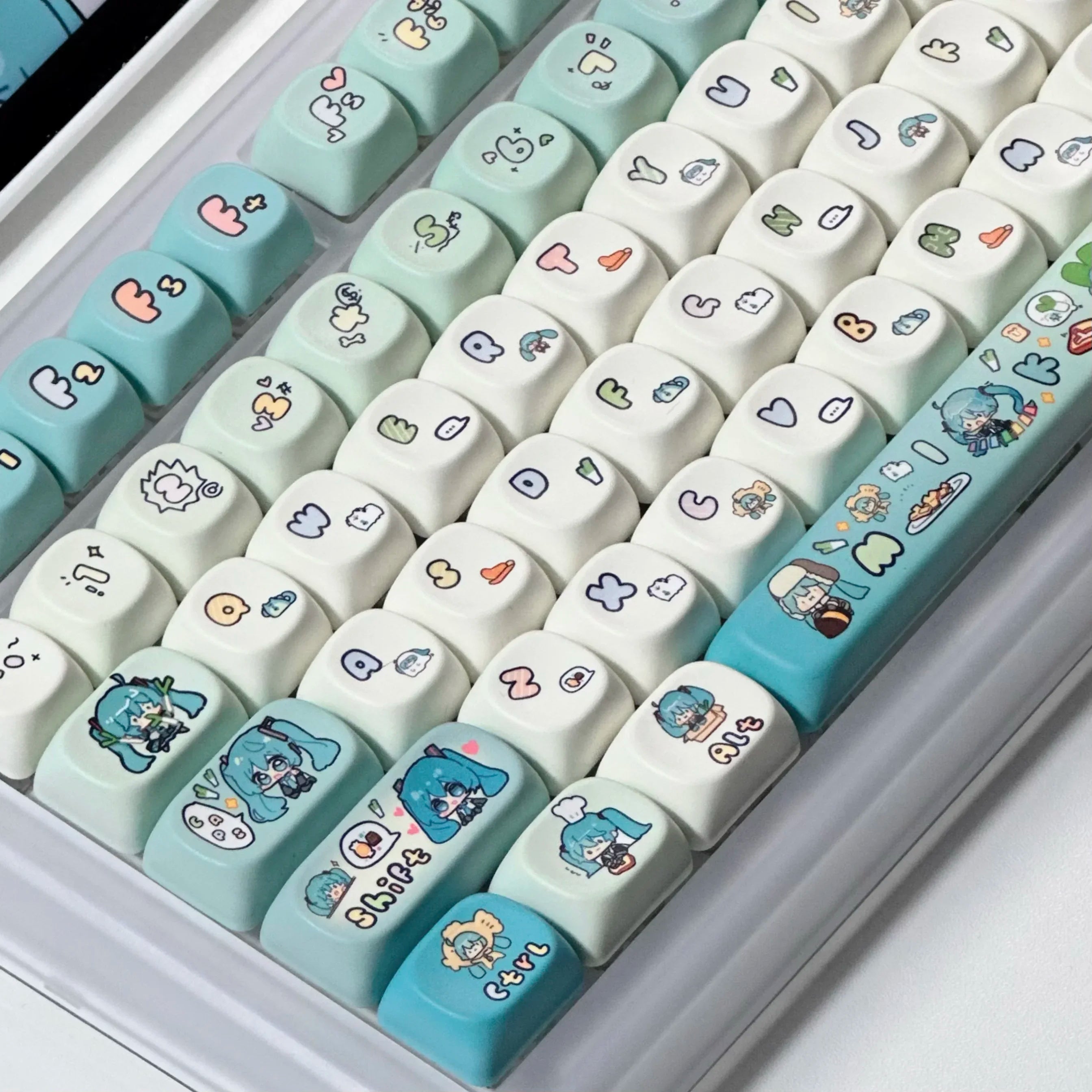 Miku Anime Keycap Xoa Pbt Cartoon Keycap Customization Individuation Keyset For Mechanical Gaming Keyboard Switch Gifts