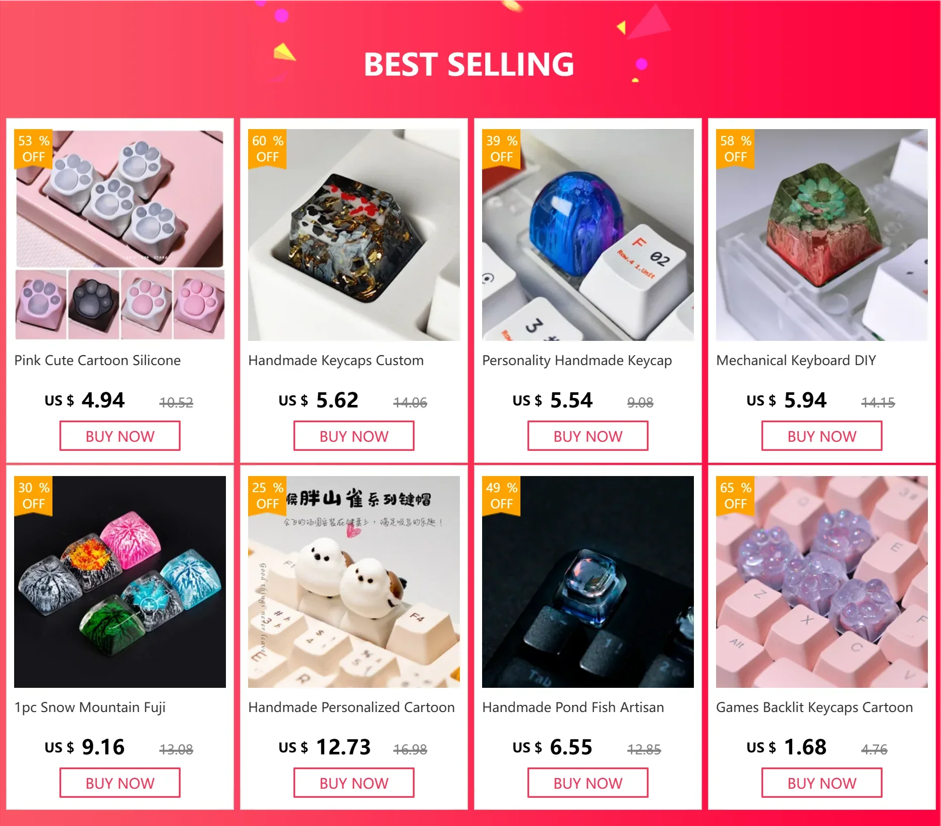 Handmade Keycaps Custom Scenery Koi 1U Resin Keycaps For Cherry Mx Switch Gamer Mechanical Backlit Keyboard Replace RGB Keycaps