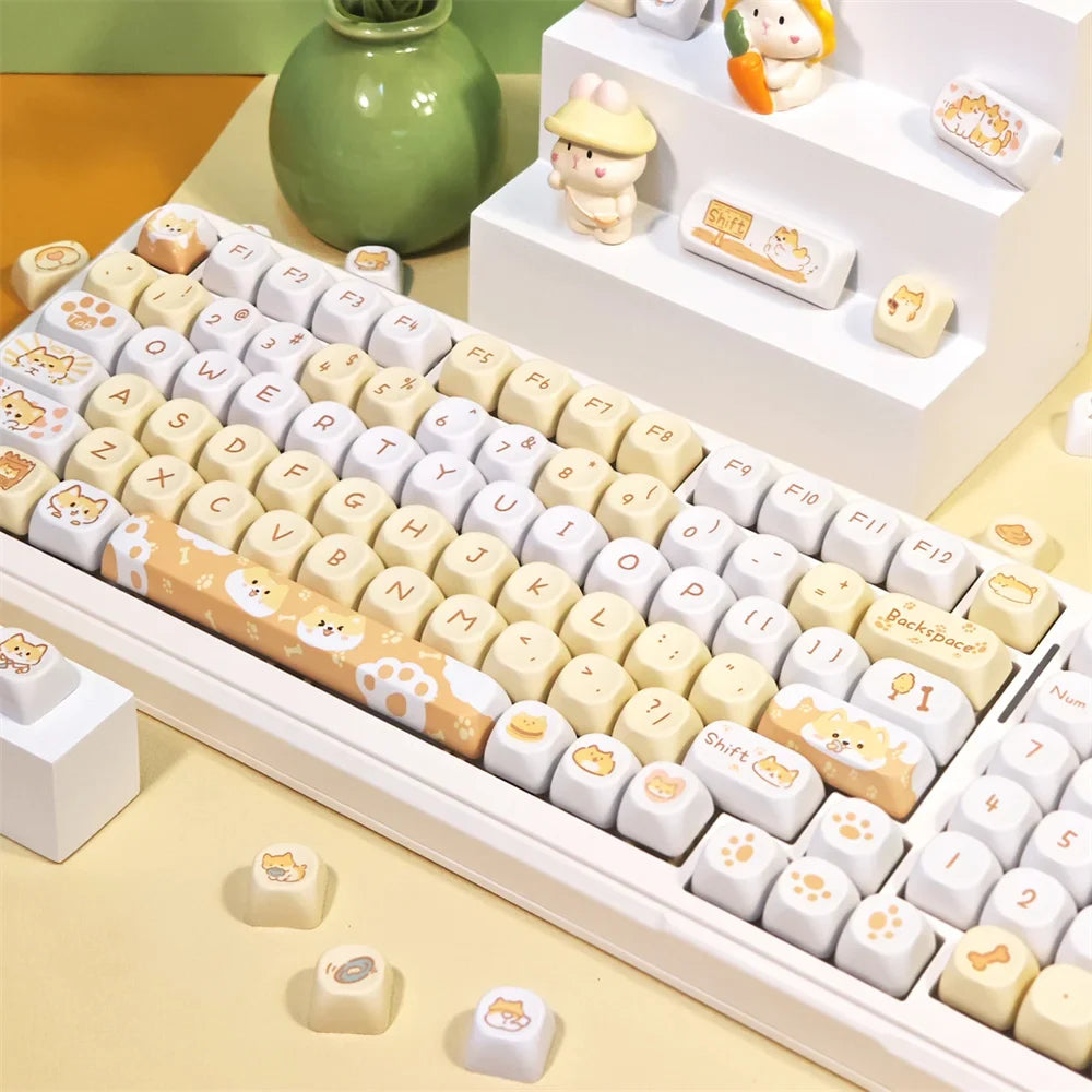 95Keys Matcha Puppy Keycaps MOA Profile PBT Key Caps Kit keyboard kit for 61/64/68/84/75/87Keys GMK67 Mechanical Keyboard Caps