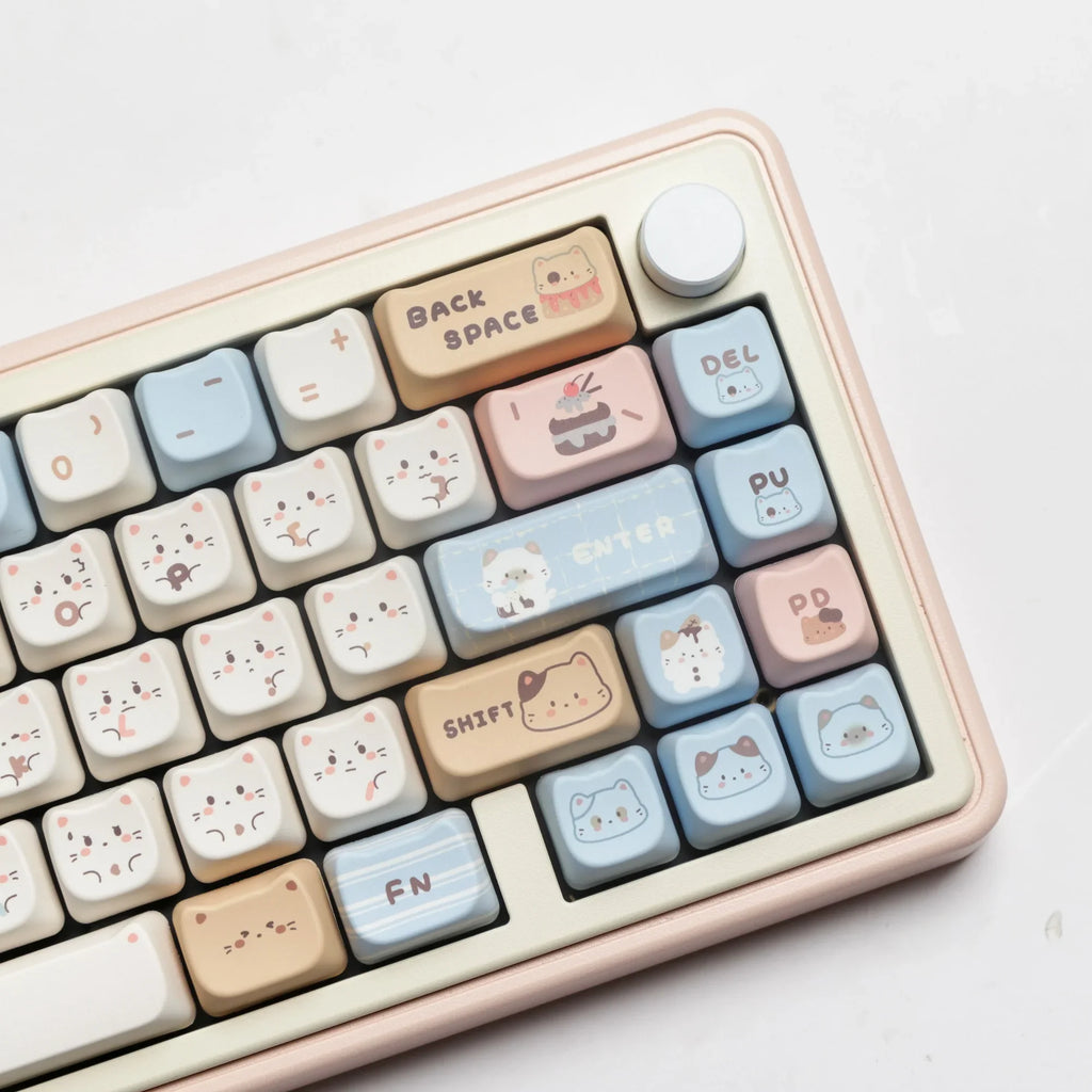 MAO Profile Sea Salt Cat PBT Dye Sub Keycaps Cute Cartoon Keycap For Mx Switch Mechanical Keyboard 6.25u 7u Space GMK67 Alice