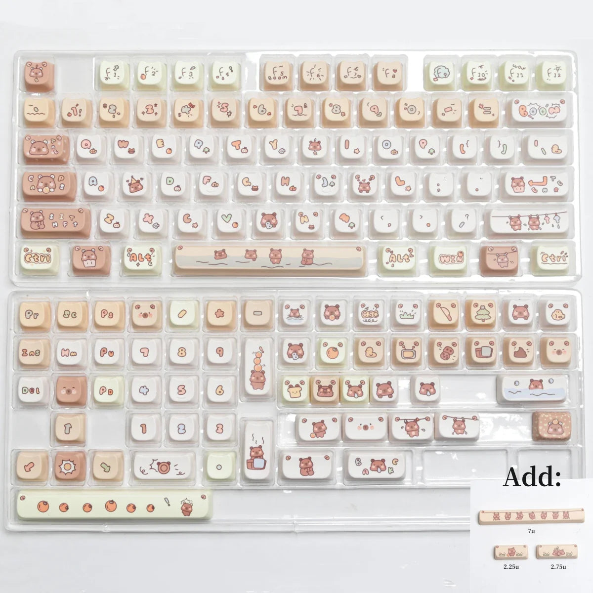 JCM MAO Profile Ear KeyCap Kindergarten Picabara Anime Cute Cat Keycaps for MX Switch Gaming Mechanical Keyboard GK75