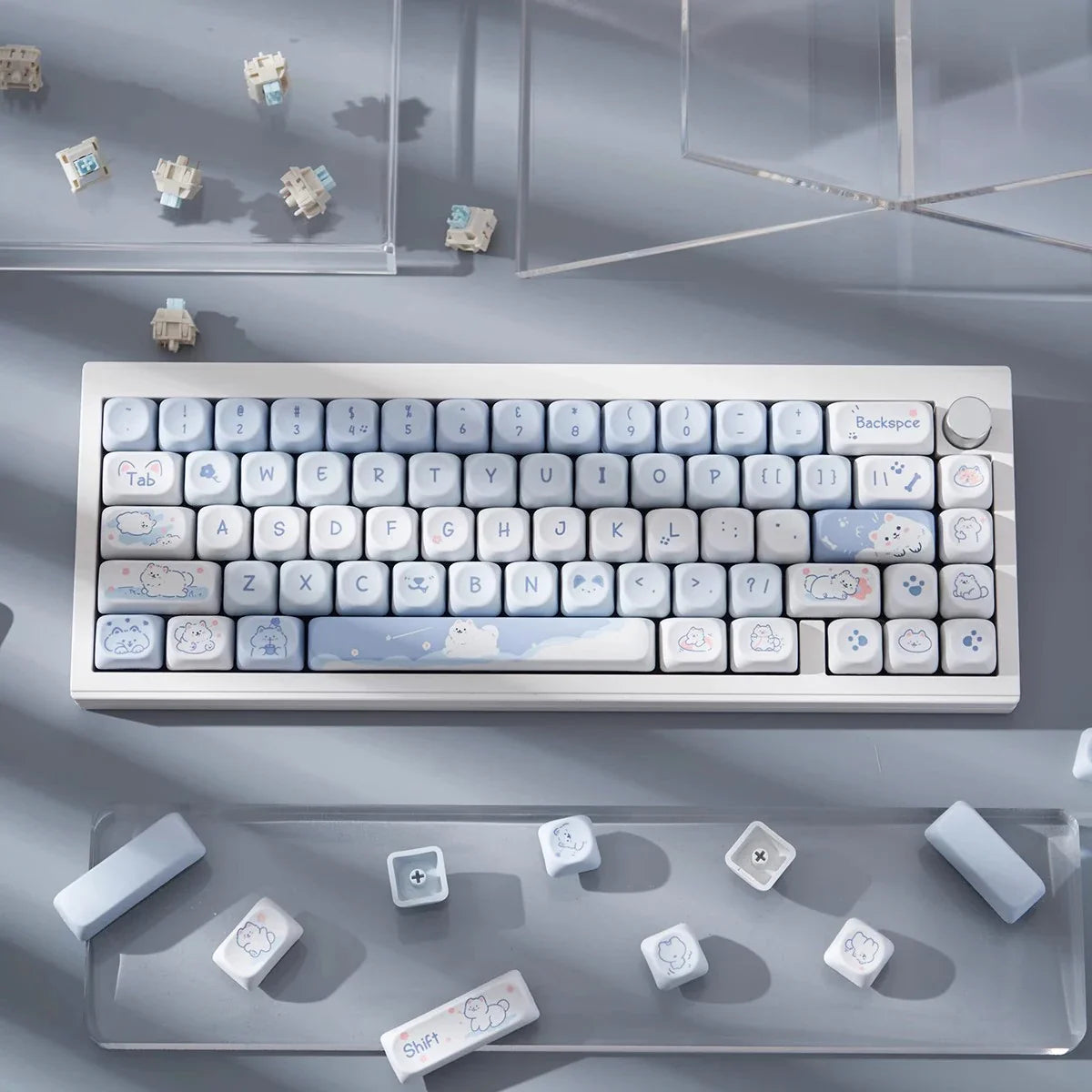 95Keys MOA Profile Keycaps Cartoon Dog Cat Theme PBT Key Caps for GMK67 GMK87 61/64/68/84/75/87 Keys Gaming Mechanical Keyboard