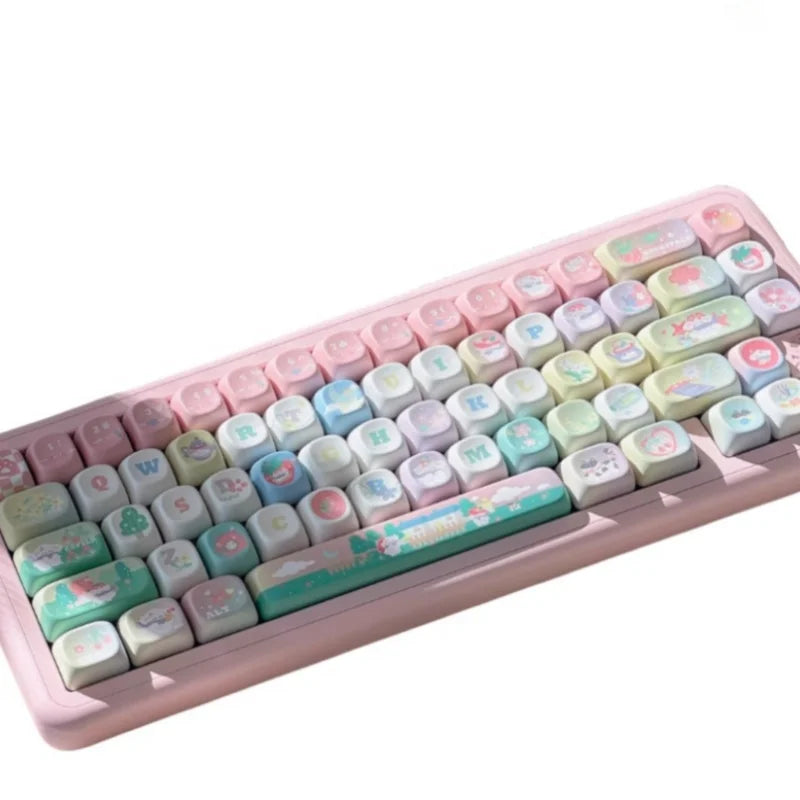 New 131 Key Cute Hand Drawn Theme Keycaps Xoa Profile Pbt Material Thermal Sublimation  Mechanical Gaming Keyboard Key Caps Gift