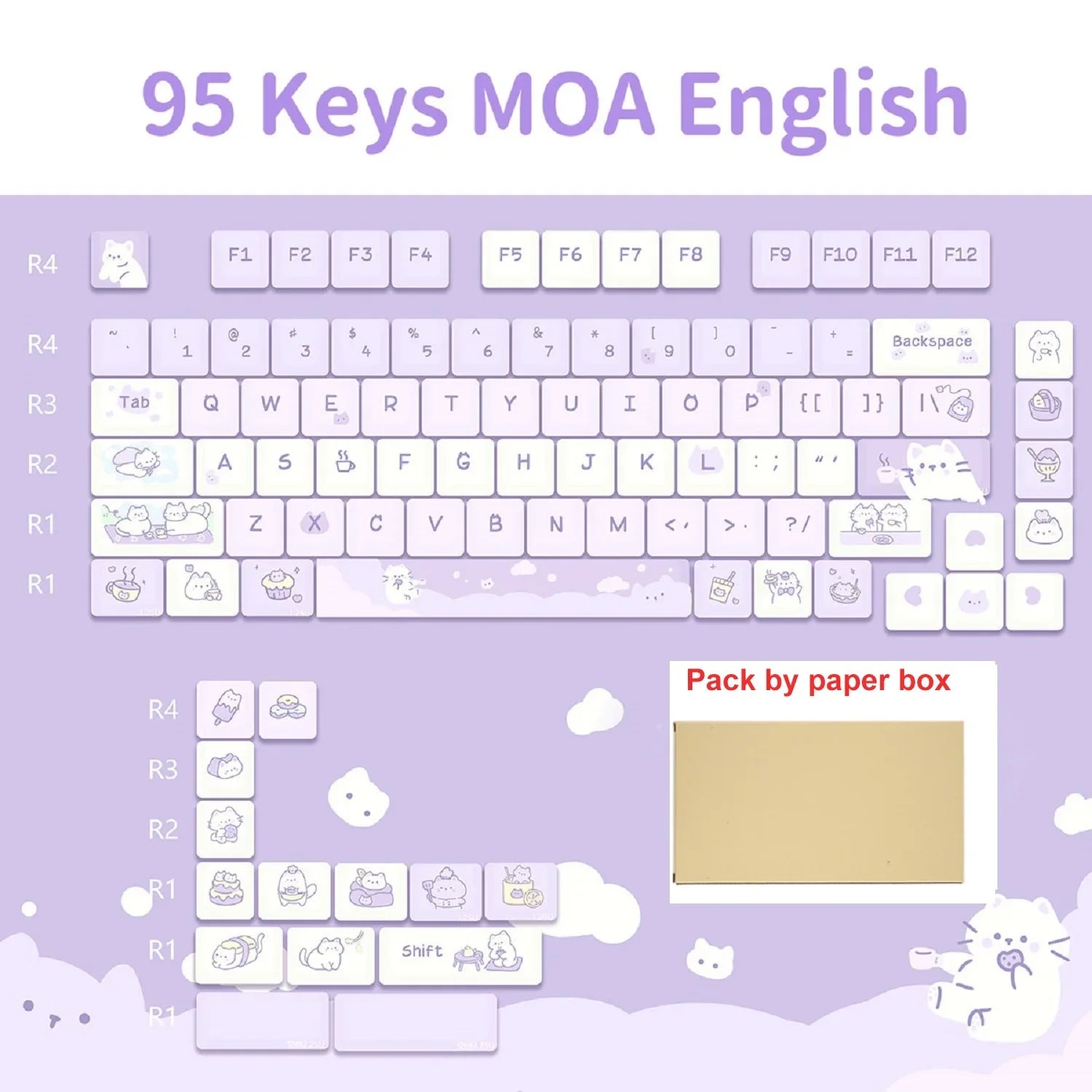 95/132 Keys Cartoon Keycaps PBT Hakimi Dog Cats Keycap MOA Profile Dye-Subbed Keycap For Mechanical Keyboard Key caps Girls Gift
