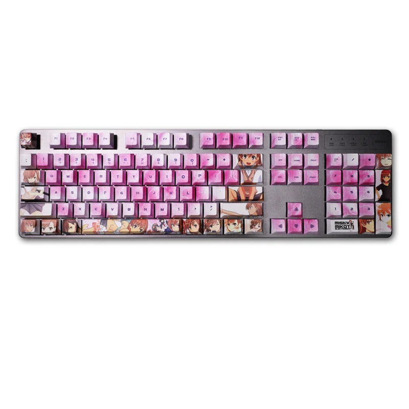 A Certain Scientific Railgun Keycaps PBT 108 Keys Mechanical Keyboard Keycaps Personality Misaka Mikoto Cartoon Anime Keycaps