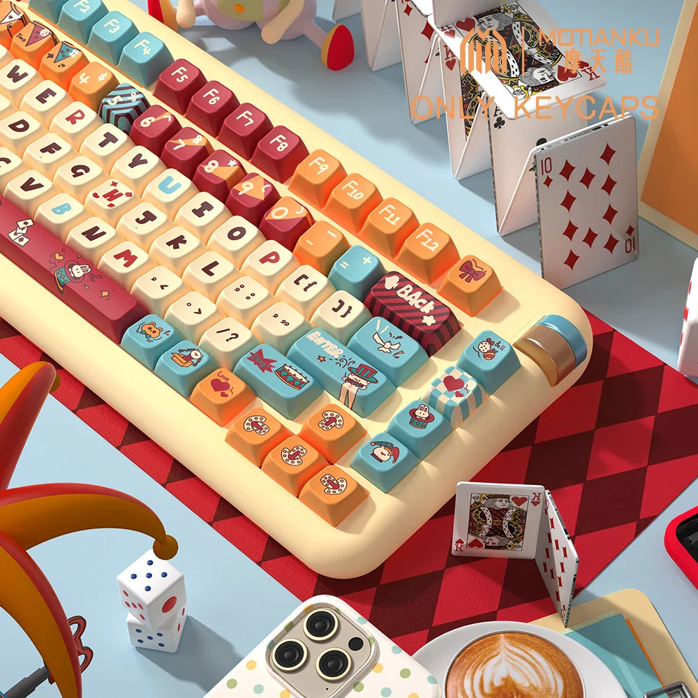Cat circus troup Theme Keycaps MDA Profile Personalized Keycap For Mechanical Keyboard with 7U and ISO key cap