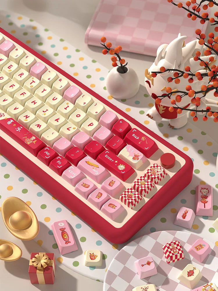 Lucky Dragon Year Theme Keycaps MDA Profile Personalized Keycap For Mechanical Keyboard with 7U and ISO key cap
