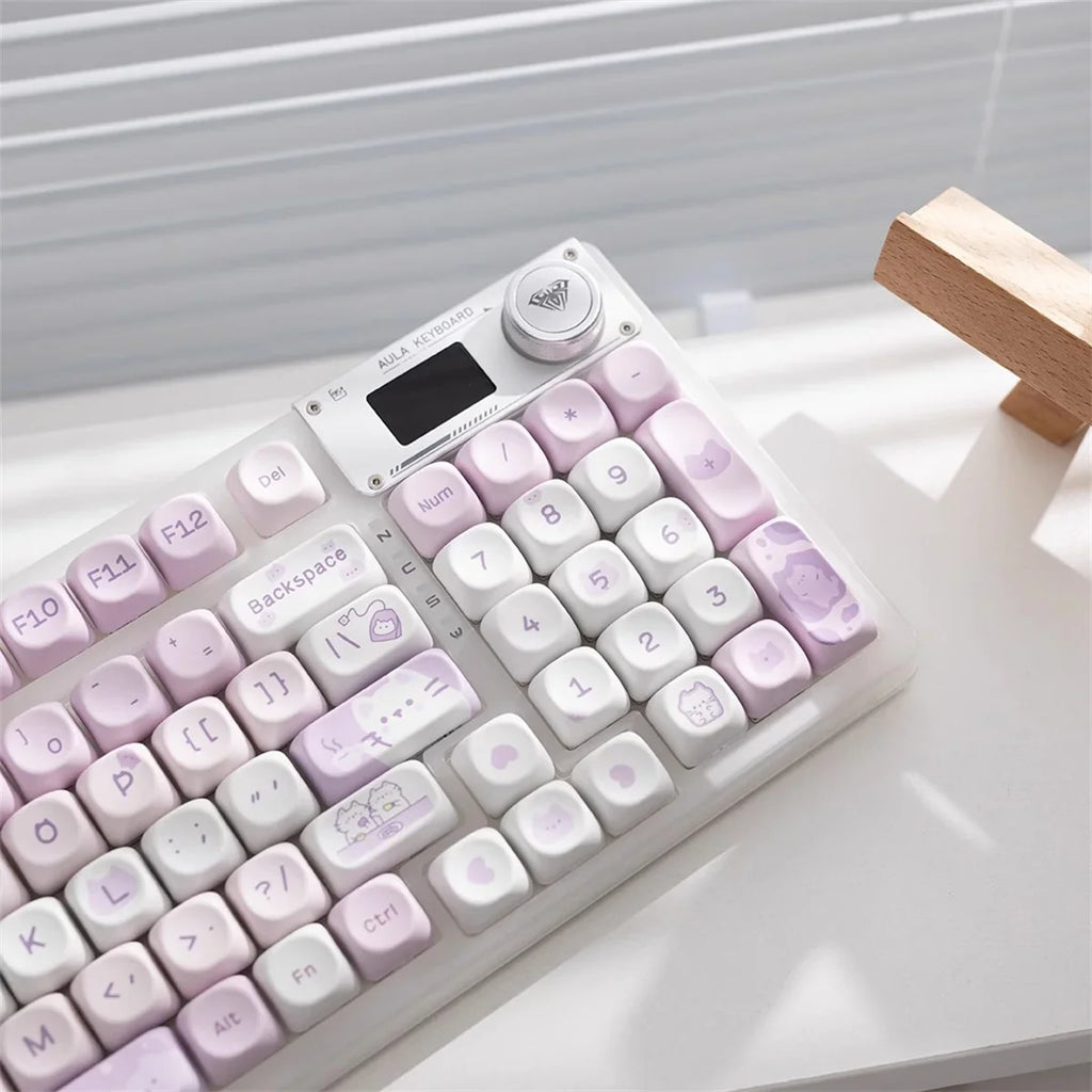 95Keys Cute Keycaps MOA Profile Cat Theme PBT Key Caps Pink Blue Puppy keycap for GK61 RK836 MX Switches Mechanical Keyboard
