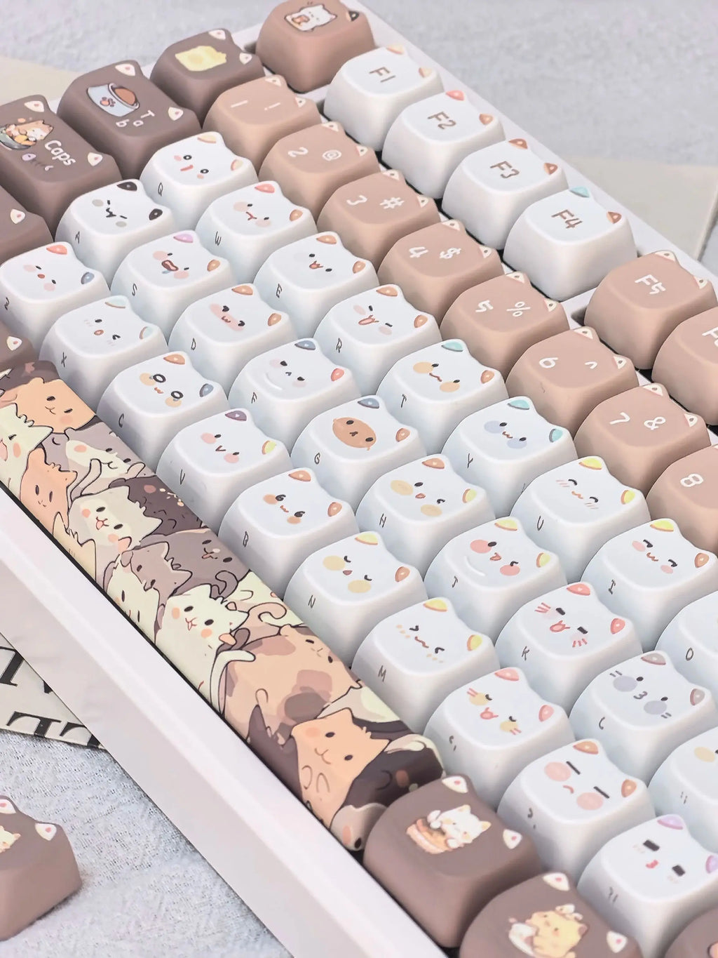 Cute Meow Keycaps Cat Head MAO Profile PBT Key Cap Dye Sublimation for MX Mechanical Keyboard KeyCap Keyboards Accessories