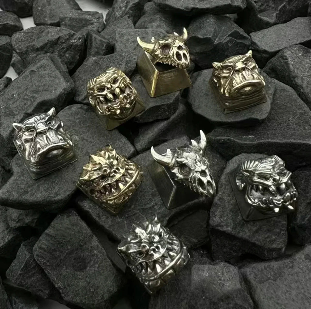 Black Myth: Wukong Keycaps Retro Skull Design Mechanical Keyboard Keycaps Customized Pure Copper Letter Card Slot Metal Keycaps