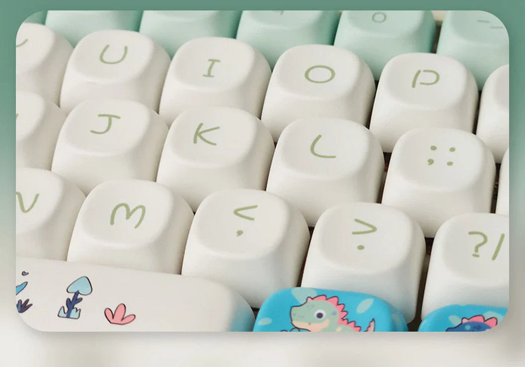 Blue Cute Little Dinosaur Cartoon Keycaps Personalized Round Creative Keycaps MOA Height PBT Sublimation Color DIY Keycaps