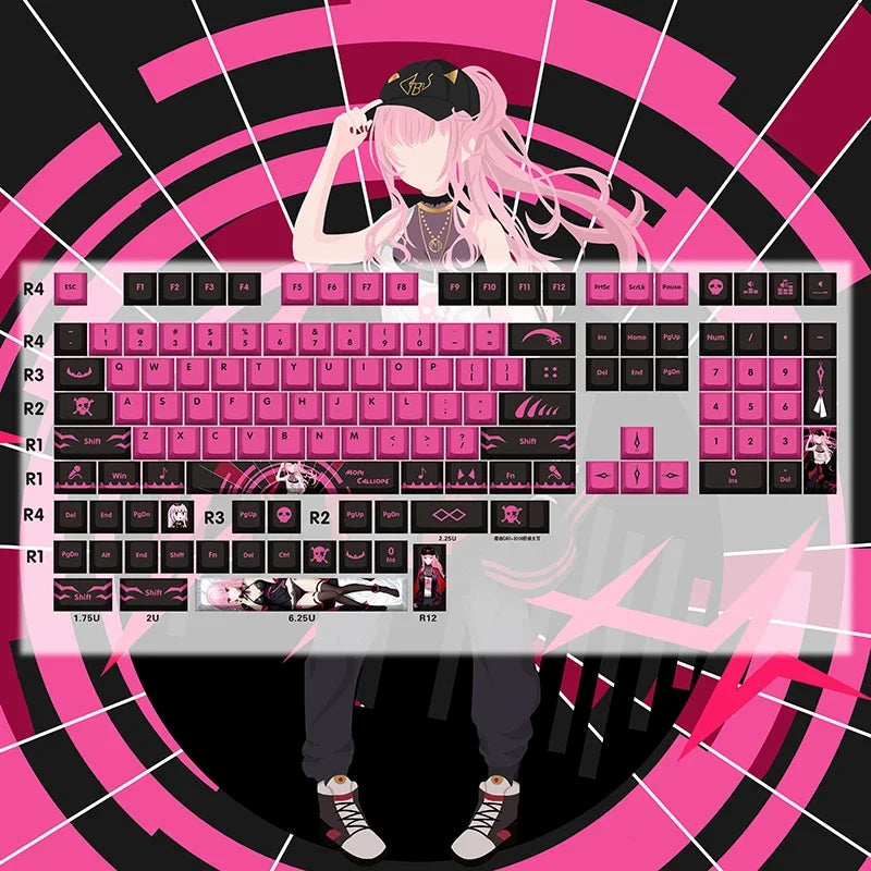 Hololive Vtuber Keycaps Tokoyami Towa Keycap PBT DYE Sublimation Cherry MX Cross Axis Switch Keycap for Mechanical Keyboard