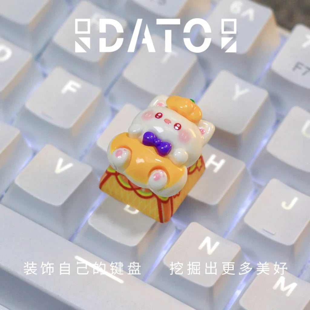 Halloween Personalized Keycaps Resin 3D Handmade Cat Pumpkin Keycap Kwaii Customized Mechanical Keyboard Christmas Decoration