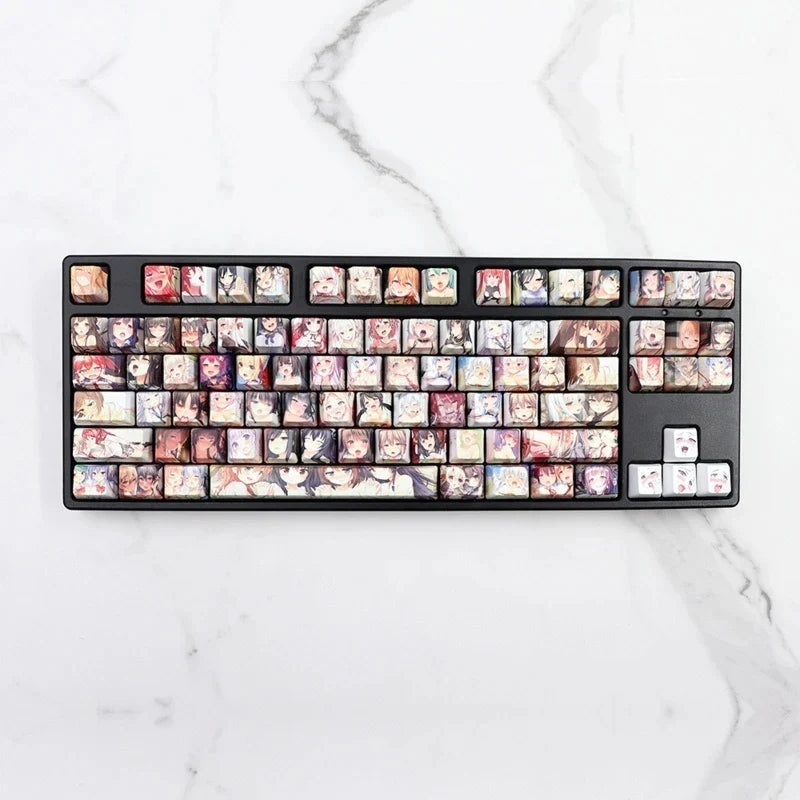 PBT Mechanical Keyboard Keycap  Anime Cute 124 keys Dye Sublimation Chreey Profile Japanese Anime Keycap For Cherry MX Switch