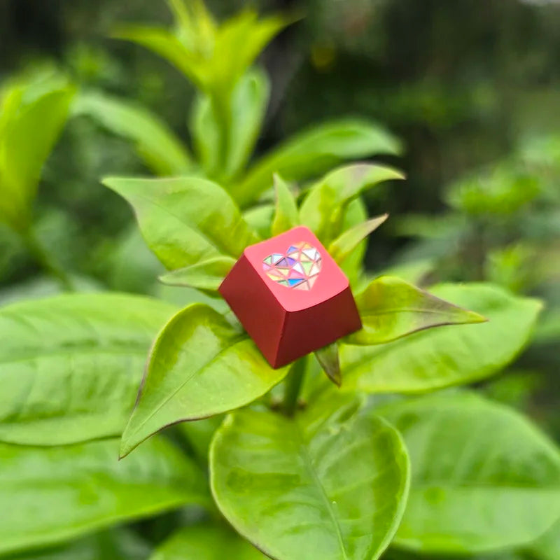 Glass Heart Keycap Custom Point Aluminum Alloy Color Glass Artisan Key Cap Cherry Profile MX Switch Mechanical Keyboard Keycap