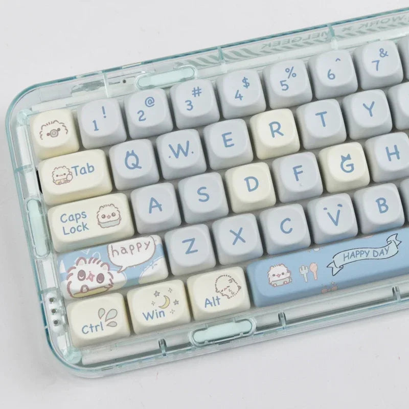 144 Keys Meow MOA Height Key Cap MAC Cute Meow Square Thermal Sublimation Mechanical Keyboard Keycaps Keyboard Accessories