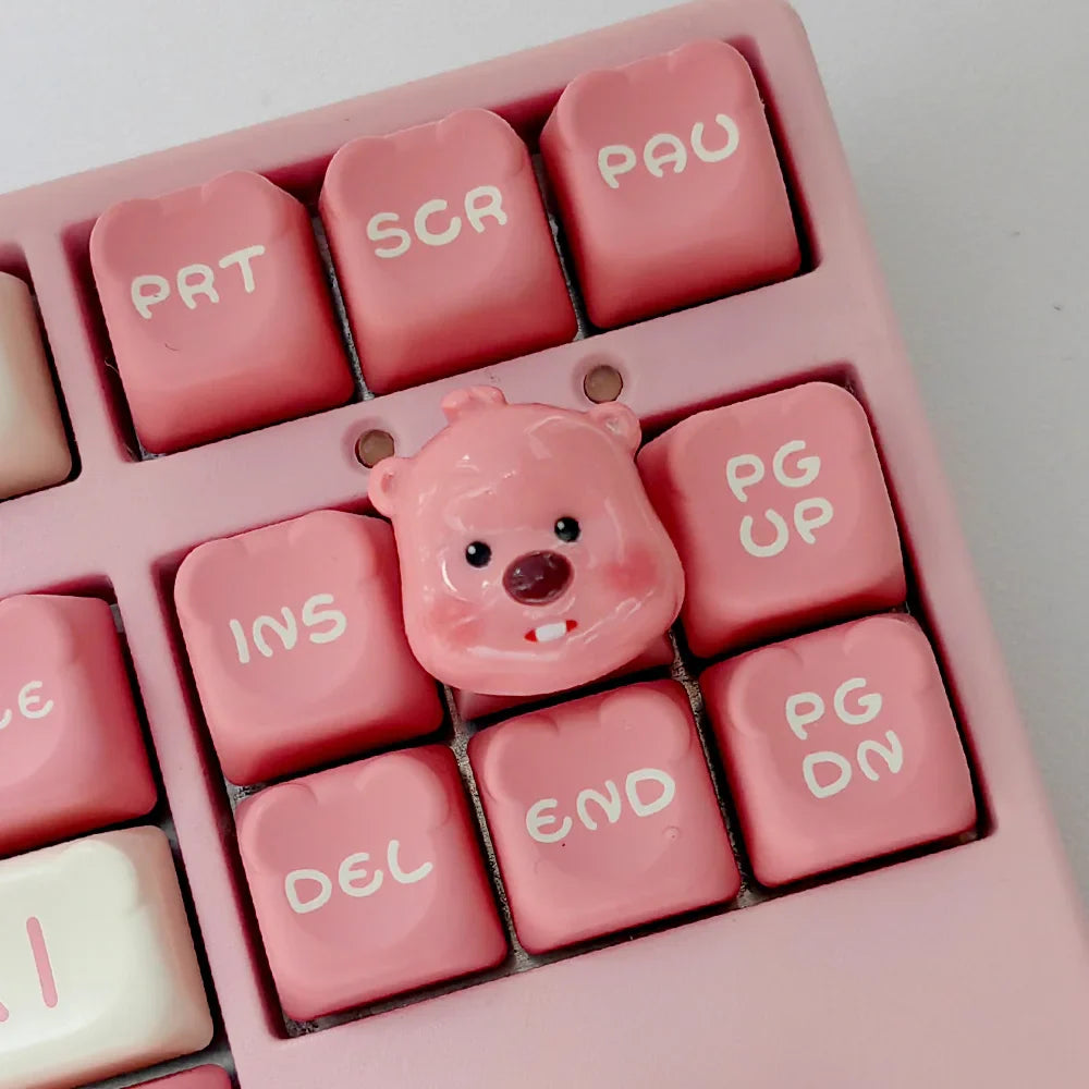 Cute 3D Cartoon Beaver Ruby Personalized Keycap for Mechanical Keyboard Pink ESC Decorative Keycap Loopy Keycap