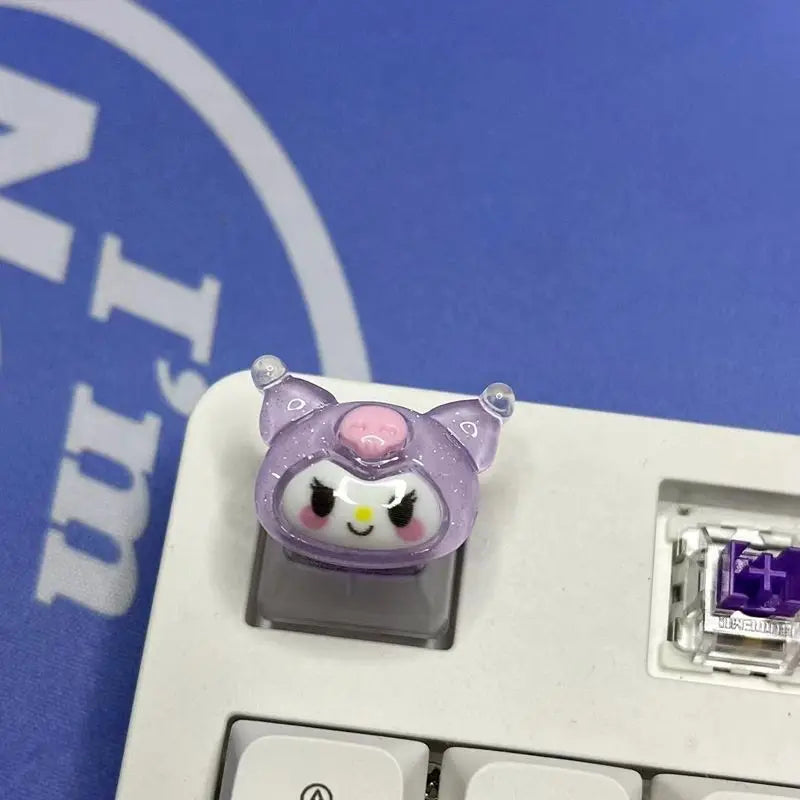 Sanrio anime Pom Purin keycap mechanical keyboard Melody Kuromi cartoon cute girl translucent keycap New Year's gift