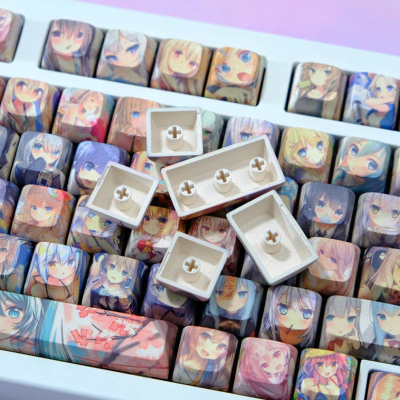 Color Anime Keycaps Personalized Customization Cartoon Anime 126 Key PBT Mechanical Keyboard Keycap MOA Profile Keycap Accessory