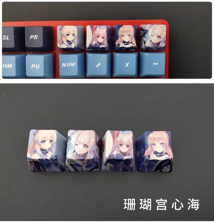 Cartoon Anime Genshin Impact Keycap zhongli Mechanical keyboard replacement key R4 PBT thermal sublimation Cherry OEM height