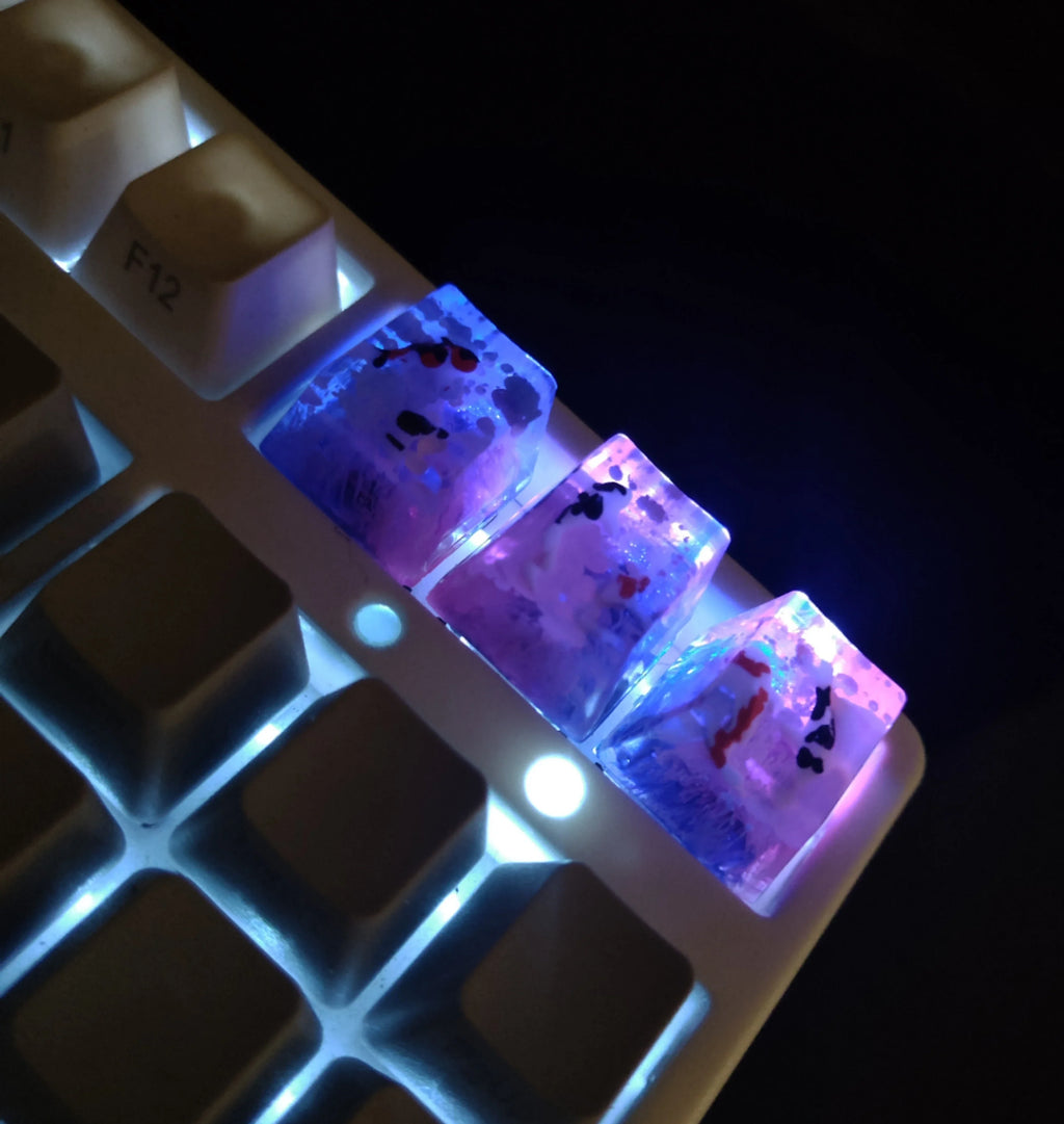 Handmade Keycaps Custom Scenery Koi 1U Resin Keycaps For Cherry Mx Switch Gamer Mechanical Backlit Keyboard Replace RGB Keycaps