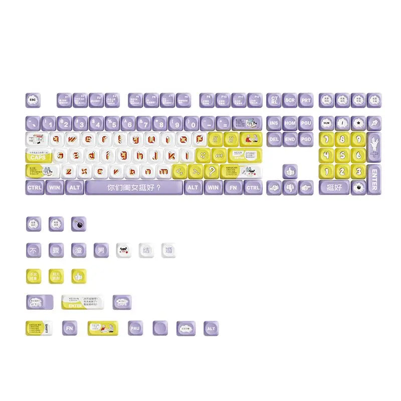 Snowflakes Theme Keycaps 127 Keys MOA Profile PBT Square KeyCap Dye Sublimation Mechanical Keyboard Key Cap Keyboards Accessorie