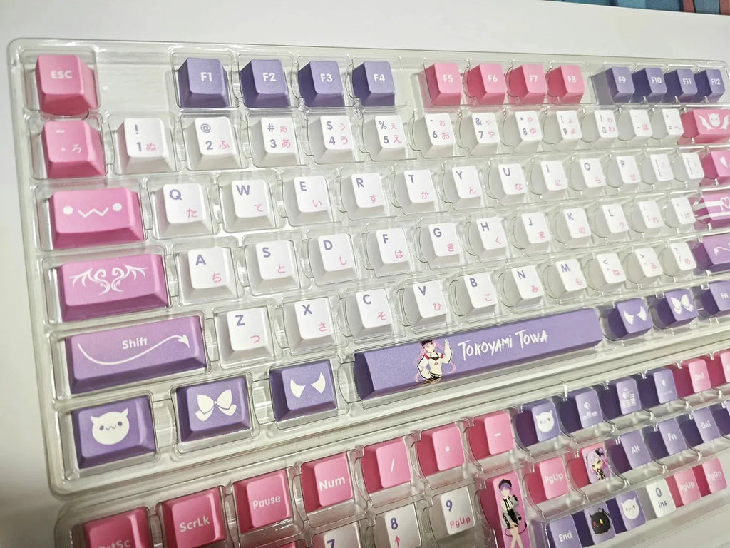 Hololive Vtuber Keycaps Tokoyami Towa Keycap PBT DYE Sublimation Cherry MX Cross Axis Switch Keycap for Mechanical Keyboard