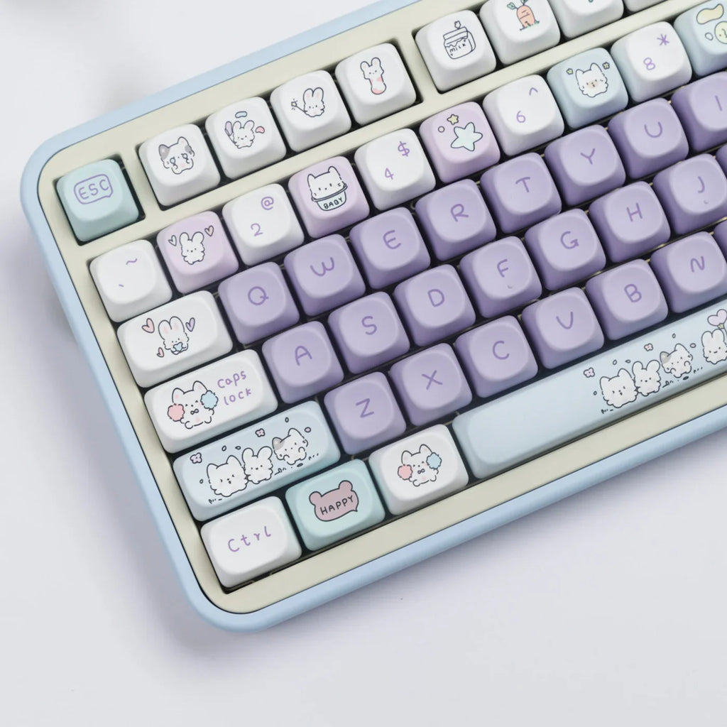 MOA Keycaps PBT Purple Rabbit Keycap For ISO Layout Gaming Mechanical Keyboard Dye Sublimation Key Caps Gateron Cherry Mx Switch